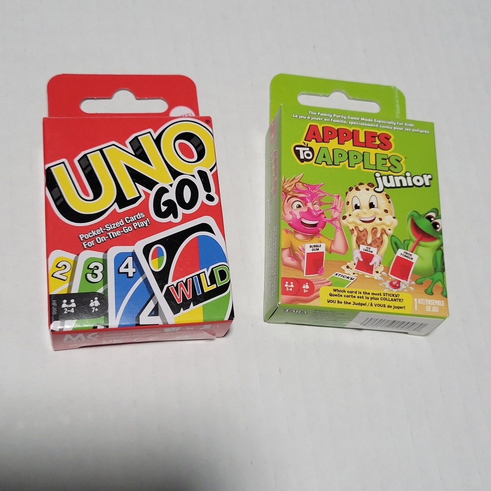UNO GO and APPLES TO APPLES JUNIOR CARD GAME NWT